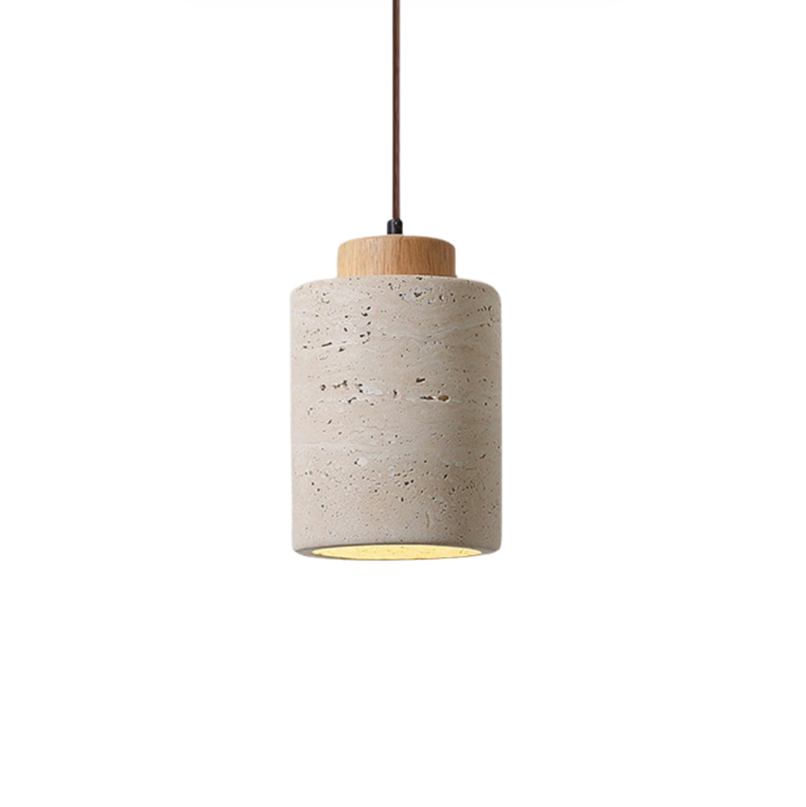 Suspension Nuvée – Travertin Naturel & Finitions Bois Élégantes