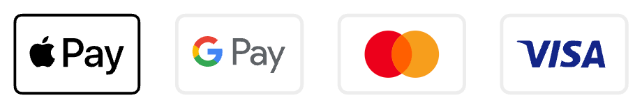 Google Pay, Apple Pay, Visa, MasterCard